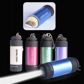 100 шт./лот Мини-водонепроницаемый брелок-фонарик, перезаряжаемый через USB, ультра Яркий мини-фонарик со светодиодной подсветкой для кемпинга на открытом воздухе, пеших прогулок