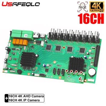16-Канальный гибридный видеорегистратор AHD 6-в-1 Поддерживает IP-камеры 8MP/5M AHD и 4K, распознавание лица Xmeye/человека/автомобиля, сжатие H.265 - 15 кадров в секунду.