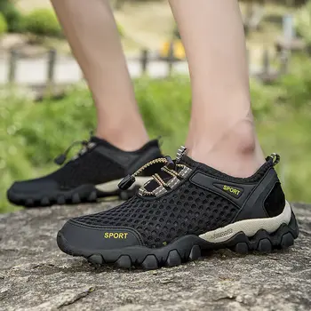 2023 Летние мужские походные ботинки, походные горные кроссовки, Нескользящая сетчатая дышащая спортивная обувь для скалолазания