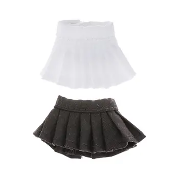2шт Модная однотонная плиссированная юбка Одежда для OB11 в масштабе 1/12 BJD Girl Doll Аксессуары для одежды