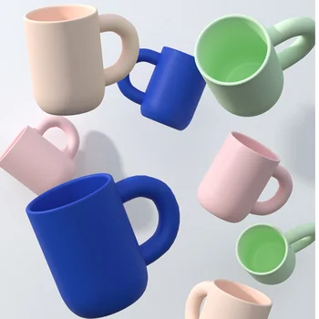 Nordic Big Ear Mugs Кофейная кружка для питья Керамические чашки креативного дизайна Cute Fat Tumbler Cup 8OZ