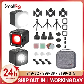 SmallRig 3 комплекта светодиодной подсветки для видеосъемки DSLR Fill Light Водонепроницаемый Портативный комплект подсветки для камеры Mini Cube с 8 Цветными фильтрами 3469