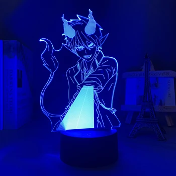 Аниме 3d Светло-Голубой Экзорцист для Украшения Детской Спальни Ночник Манга Подарок для Него Ее Настольная Светодиодная Лампа Синий Экзорцист