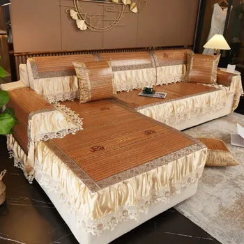 Бамбуковый коврик, Диванная подушка, Летний коврик, Противоскользящий Светильник для гостиной, Роскошная спинка дивана, Тканевое полотенце, чехол для дивана, диван