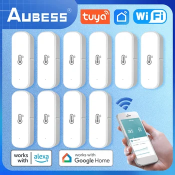 Беспроводной датчик температуры и влажности AUBESS, внутренний термометр-гигрометр, система охранной сигнализации для умного дома Tuya Smart Life Alexa