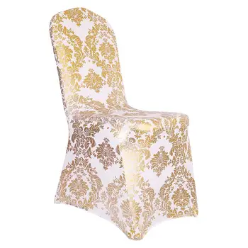 Бронзово-золотые чехлы для стульев с цветочным принтом, Моющиеся Эластичные Декоративные чехлы для стульев, набор для вечеринки, свадьбы, домашнего декора.