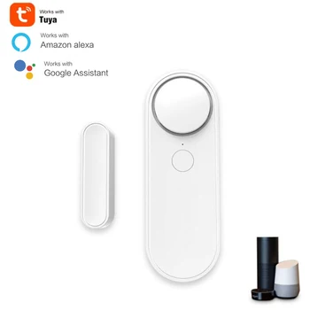 Датчик дверного выключателя Tuya Smart WiFi, детектор открытия / закрытия двери, сигнализация безопасности офиса, совместимая с Alexa Google Home