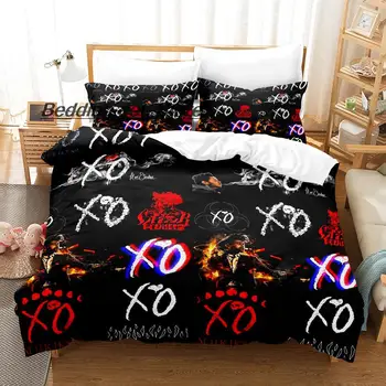 Комплект Постельных принадлежностей XO The Weeknd Single Twin Full Queen King Size Bed Set Aldult Kid Bedroom Наборы Пододеяльников для пуховых Одеял С 3D Принтом Комплект Простыней
