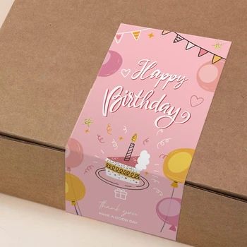 Креативные розово-желтые наклейки с Днем рождения, уплотнительные этикетки для детей, Подарочная коробка, упаковка, украшение вечеринки, Подарки для студентов, наклейки 