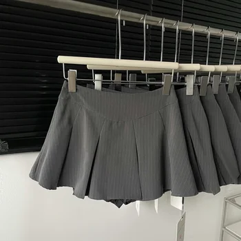 Лаури Лаки, Новая плиссированная юбка трапециевидной формы для женщин, винтажные мини-юбки в полоску с высокой талией, Весна-лето 2023