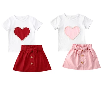 Летние Милые комплекты одежды для новорожденных девочек от 1 до 5 лет, Футболки с принтом 