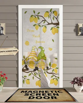 Летний Лимонный Гномик с Лимонным деревом Летняя Дверная Занавеска с магнитным экраном Противомоскитная сетка От насекомых Кухонные шторы
