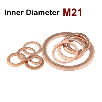 Медная плоская шайба M21 Уплотнительная прокладка внутренний диаметр 21 мм Уплотнительное кольцо Тонкий лист T3 Красная медная шайба