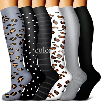 Мужские и женские Компрессионные носки для бега, носки с леопардовым рисунком Кошки Собаки, Носки с животными, Мужские и женские Носки для спорта на открытом воздухе, гонок, велоспорта