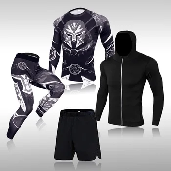 Мужской комплект спортивной одежды для тренировок, компрессионный спортивный костюм для фитнеса, облегающая спортивная одежда для бега трусцой