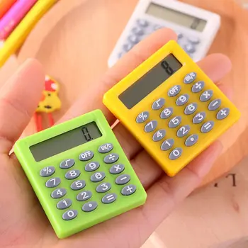 Мультяшный карманный Мини-калькулятор, Карманный калькулятор батареек для монет, дополнительные принадлежности для переноски, калькулятор для школьного офиса Calculadoras