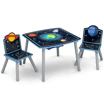 Набор деревянных столов и стульев Delta Children Space Adventures для детей с хранилищем, сертифицированный Greenguard Gold