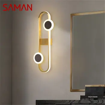 Настенные бра SAMAN Nordic из латуни с современным креативным светодиодным освещением для дома