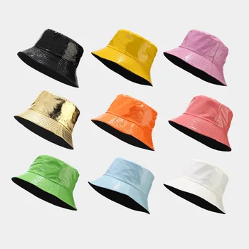Новая унисекс-панама Рыбацкие шляпы из искусственной кожи, водонепроницаемые рыболовные кепки из искусственной кожи, однотонная мужская и женская модная панама для женщин