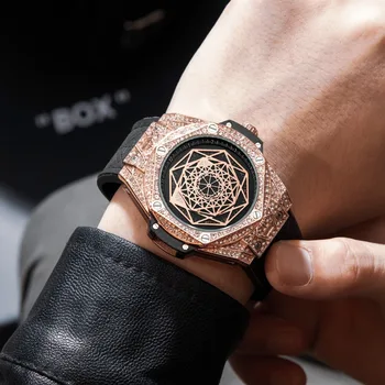 Новые мужские часы в стиле хип-хоп, модные Уникальные часы с большим циферблатом, роскошные водонепроницаемые часы Ice Out Relogio Masculino 2023