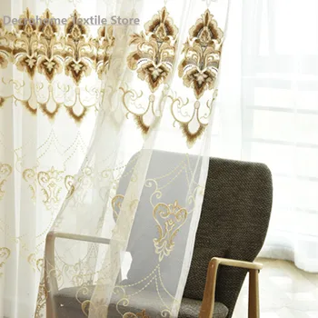Новые простые шторы с вышивкой в европейском стиле могут быть выполнены по индивидуальному заказу в двух цветах Шторы для гостиной столовой спальни