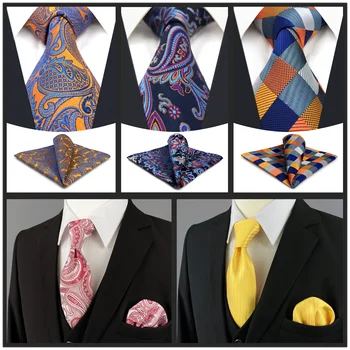 Новый набор удлиненных галстуков Красно-Фиолетовый Галстук и карманный платок Оранжевый 160 см 63 