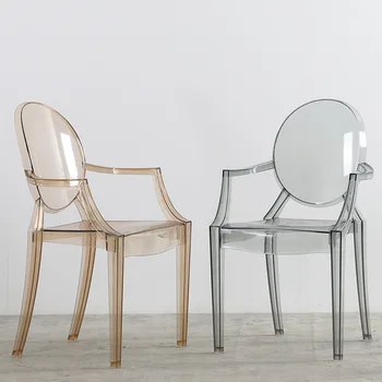 Обеденный стул Nordic Home Мебель для гостиной, столовой, Пластиковый хрустальный стул с подлокотником, Акриловый Прозрачный стул для макияжа