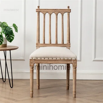 Обеденный стул со спинкой из ткани в американском стиле Кантри Мебель для дома в гостиной Стул для отдыха на вилле с проживанием в семье Стулья для макияжа CP