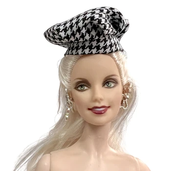Официальный NK, 1 шт., стильный черно-белый узор шляпы для куклы Барби, повседневный подарок для вечеринки для 1/6 кукол, подарок на День рождения