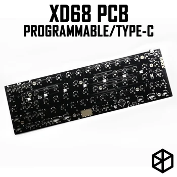 Печатная плата Xiudi xd68 поддерживает 65% пользовательскую механическую клавиатуру TKG-TOOLS, программируемую на печатной плате Underglow RGB, множество макетов kle