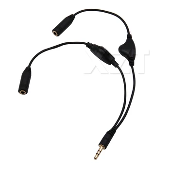 По 1 шт. Стереозвук для наушников 3,5 мм Y-образный кабель-разветвитель Шнур с отдельным объемом Черный 18 см портативный
