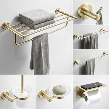 Подставка для полотенец Nordic Lax gold из латуни, подставка для полотенец из нержавеющей стали, полка для унитаза, набор подвесок для оборудования ванной комнаты