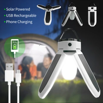 Портативные фонари Солнечный Светодиодный фонарь для кемпинга USB Аккумуляторная лампа Аварийный Мощный Наружный фонарик Лампа для палатки Зарядка телефона