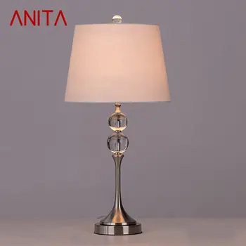 Простая Настольная лампа ANITA Современная Светодиодная Хрустальная Декоративная Настольная лампа для дома, Прикроватной тумбочки в спальне