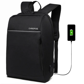 Противоугонный рюкзак, мужской водонепроницаемый 15,6-дюймовый рюкзак для ноутбука, дорожная сумка, USB-зарядка, Рабочая деловая сумка, мужской рюкзак, черный