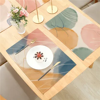 Розовый круг, нерегулярный дизайн, льняная салфетка, подушка для еды 32x42 см для столовой, кухни, гостиной