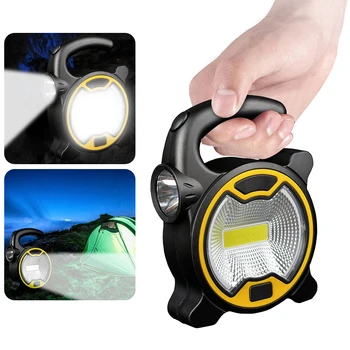 Светодиодный фонарь для кемпинга COB 2 режима освещения Уличный фонарик Мини Портативная лампа на батарейках с ручкой для рыбалки пеших прогулок