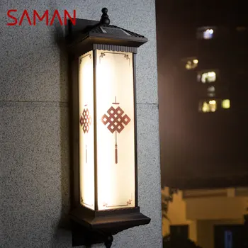 Солнечный настенный светильник SAMAN для творчества на открытом воздухе Китайский Узел Бра Светодиодный Водонепроницаемый IP65 для дома Виллы Балкона Двора