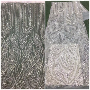 Супер Дизайн Белого Цвета, Высококачественная Нигерийская Ткань С Пайетками, Вышитая Бисером 14JRB-2321003, Французское Вышитое Женское Платье для Шоу или вечеринки