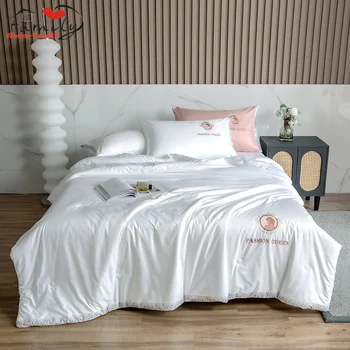 Удобное Розовое Пуховое одеяло с вышивкой, Летнее Одеяло, Одеяло для пары, Одеяло для спальни, Двуспальная кровать, Комплект постельных принадлежностей