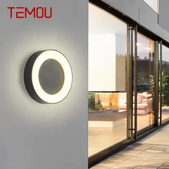 Уличный современный настенный светильник TEMOU, простые светодиодные винтажные бра, водонепроницаемые круглые для балкона, коридора, внутреннего двора, декора освещения