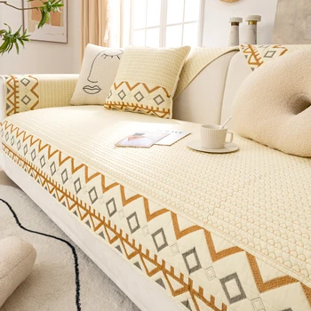 Хлопковый чехол для дивана Bohemia, комбинированный противоскользящий чехол для диванной подушки для декора гостиной, защита мебели от пыли, полотенце для дивана