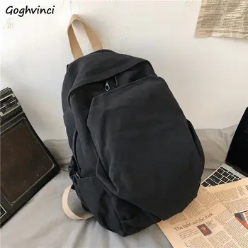 Холщовые рюкзаки, женская стильная простая однотонная сумка большой вместимости, универсальный повседневный рюкзак в стиле ретро, студенческий рюкзак в корейском стиле